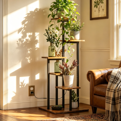 6-Tier Vintage Wood Multi-Layer Plant Rack Shelf