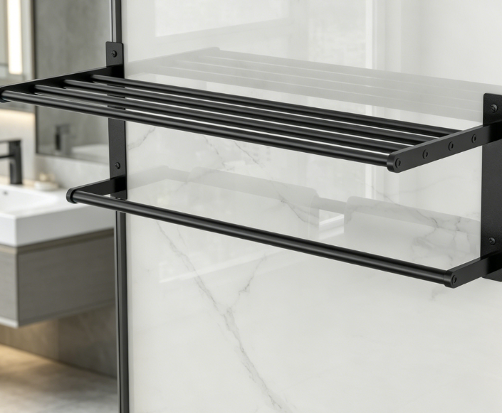 2-Tier Wall-Mounted Towel Rack, Stainless Steel Bathroom Storage Organizer
