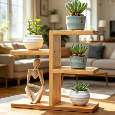 Mini 3-Tier Bamboo Windowsill Succulent Stand