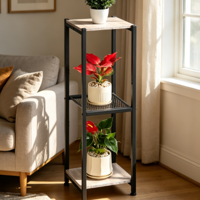Extra Tall 3-Tier Metal & Wood Plant Rack