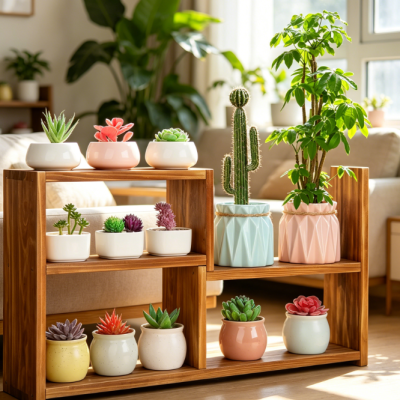 5-Tier Small Wooden Window Plant Shelf