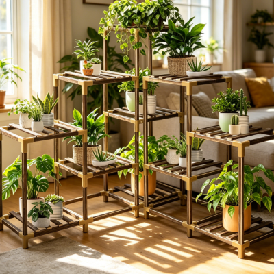 11-Tier Large Wood Corner Plant Shelf Combo