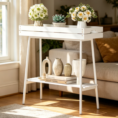 2-Tier Bamboo & Wood Window Plant Table