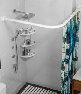 No-Drill Extendable Bathroom Corner Rack, Adjustable Wall-Mounted Storage Organizer